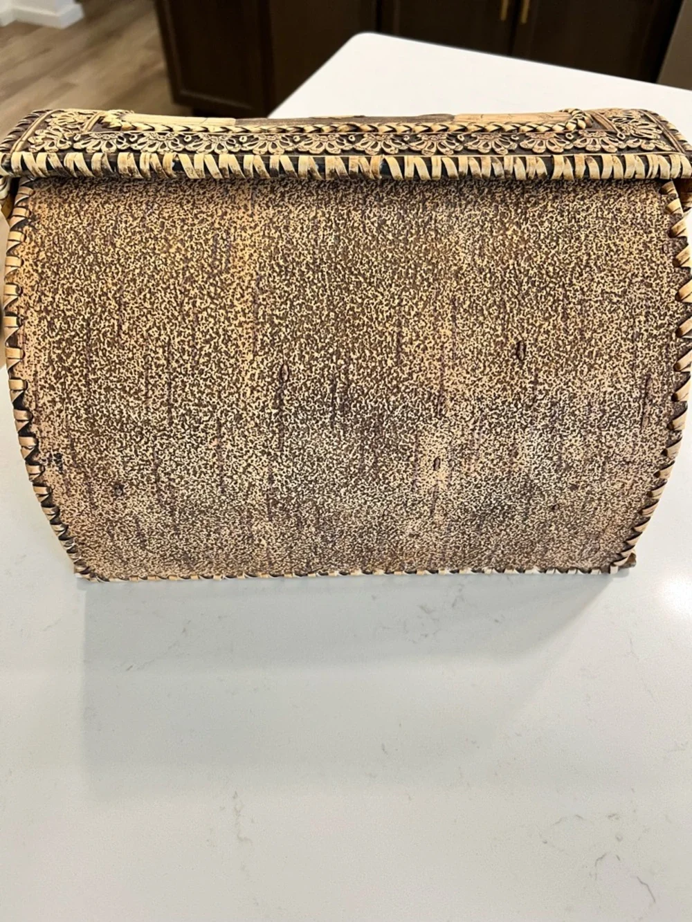 Hand carved Russian Birch Bark Bread Box